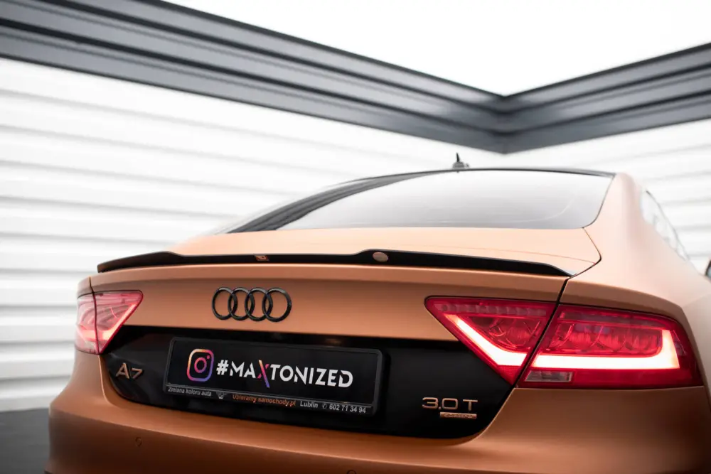 Maxton Design prodloužení spoileru pro Audi A7 C7, černý lesklý plast ABS Dokud Zásoby Vydrží