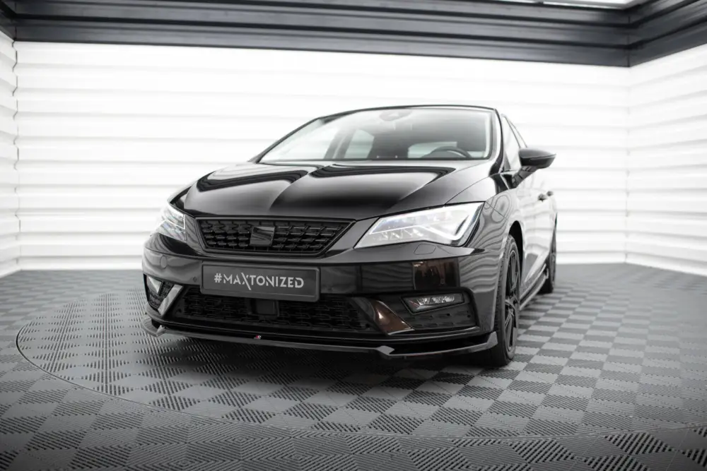 Maxton Design spoiler pod přední nárazník ver.2 pro Seat Leon Mk3 Facelift, černý lesklý plast ABS Bezpečná Platba