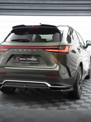 Cenově Výhodný Maxton Design středový spoiler pod zadní nárazník s žebrováním pro Lexus NX Mk2 F-Sport, černý lesklý plast ABS
