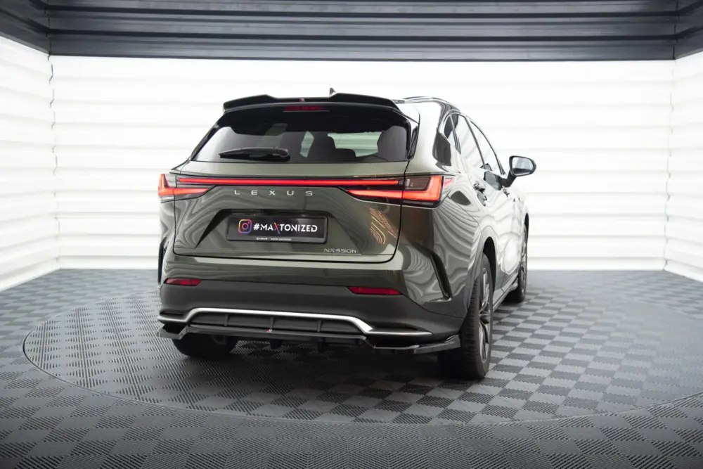 Cenově Výhodný Maxton Design středový spoiler pod zadní nárazník s žebrováním pro Lexus NX Mk2 F-Sport, černý lesklý plast ABS