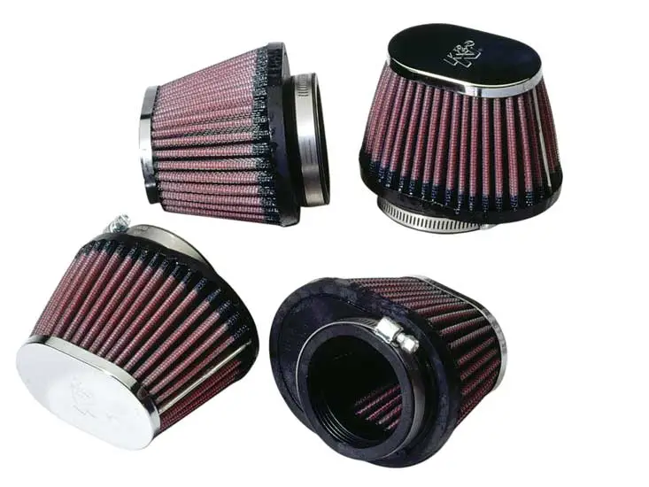 K&N sada univerzálních filtrů se vstupem 54 mm a výškou 70 mm, kovový vrchlík, 4 vzduchové filtry Originální