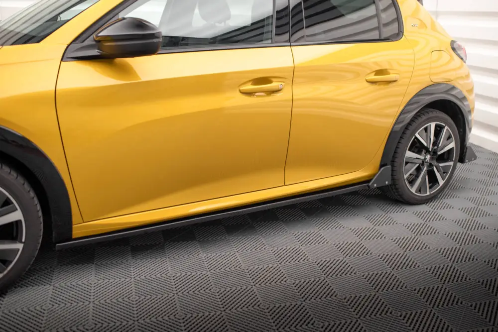 Maxton Design difuzory pod boční prahy s křidélky pro Peugeot 208 GT Mk2, černý lesklý plast ABS Víkendová Akce