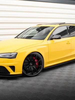 Výhodná Nabídka Maxton Design "Street Pro" difuzory pod boční prahy pro Audi RS4 B8, plast ABS bez povrchové úpravy, s červenou linkou