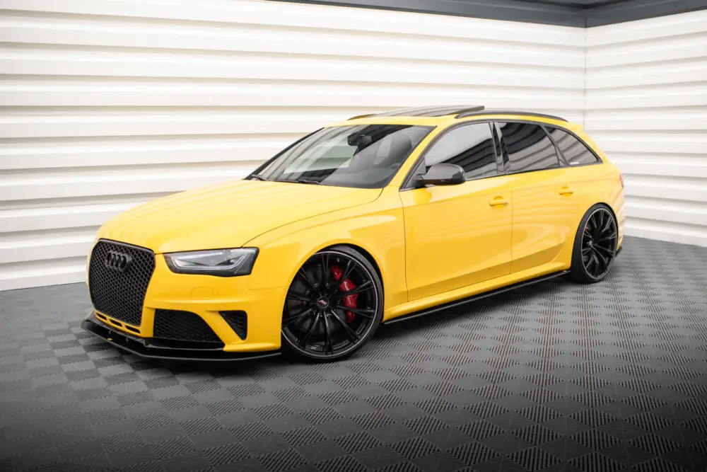 Výhodná Nabídka Maxton Design "Street Pro" difuzory pod boční prahy pro Audi RS4 B8, plast ABS bez povrchové úpravy, s červenou linkou