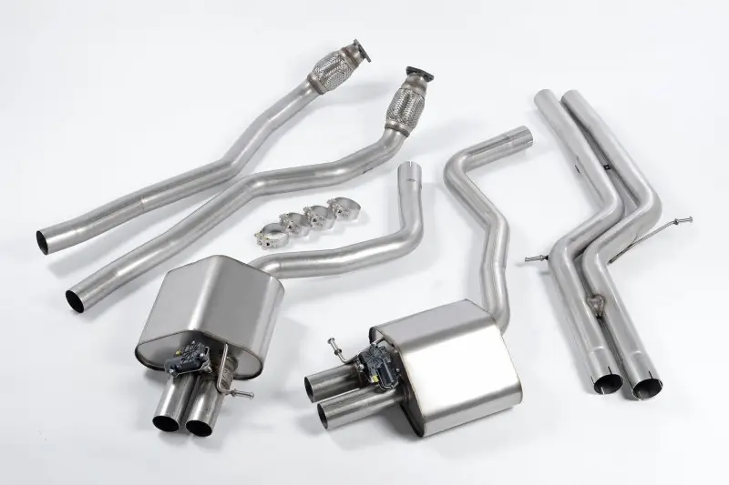 Milltek sport ValveSonic výfukový systém cat-back bez rezonátoru (hlasitější) pro Audi RS7 C7 Sportback 4.0 V8 TFSI biturbo vč. Performance Edition 2013-2018, využívá originálních koncovek Novinka