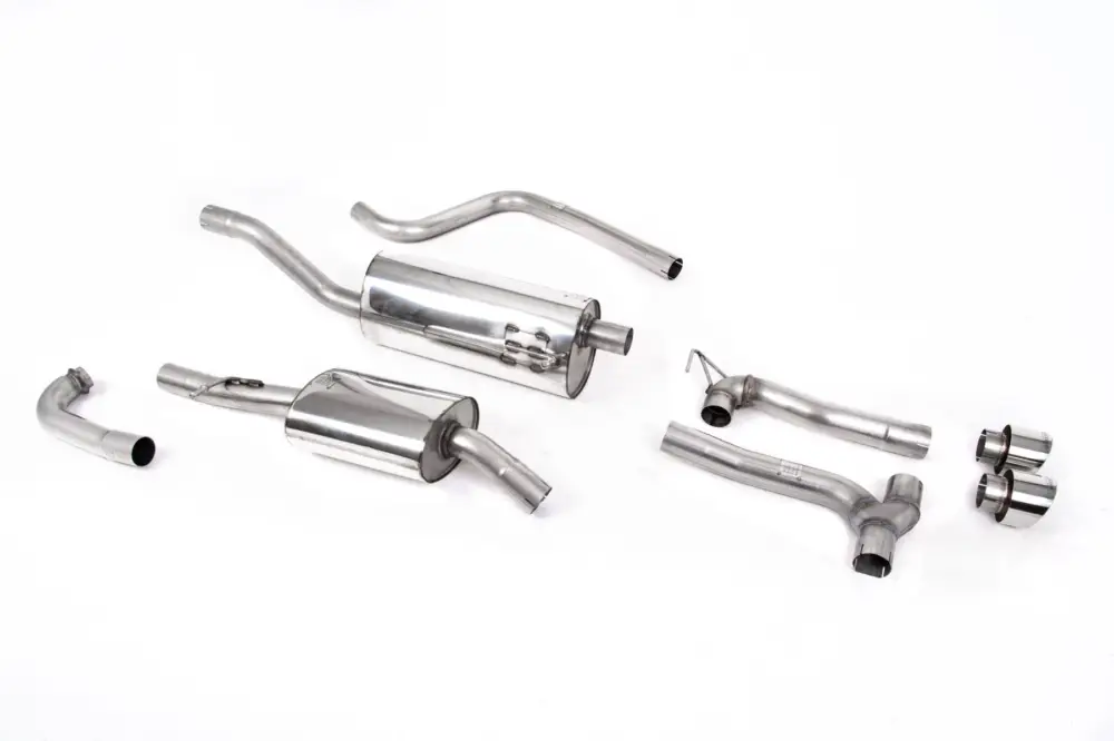 Milltek Sport výfukový systém cat-back Dual Outlet Systems s rezonátorem pro Ford Fiesta MK8 1.0T EcoBoost ST-Line 3/5-dvéř. (bez OPF/GPF) - Dual Outlet Maxton Kits 2017-2019, GT-100 leštěné koncovky Vysoce Kvalitní