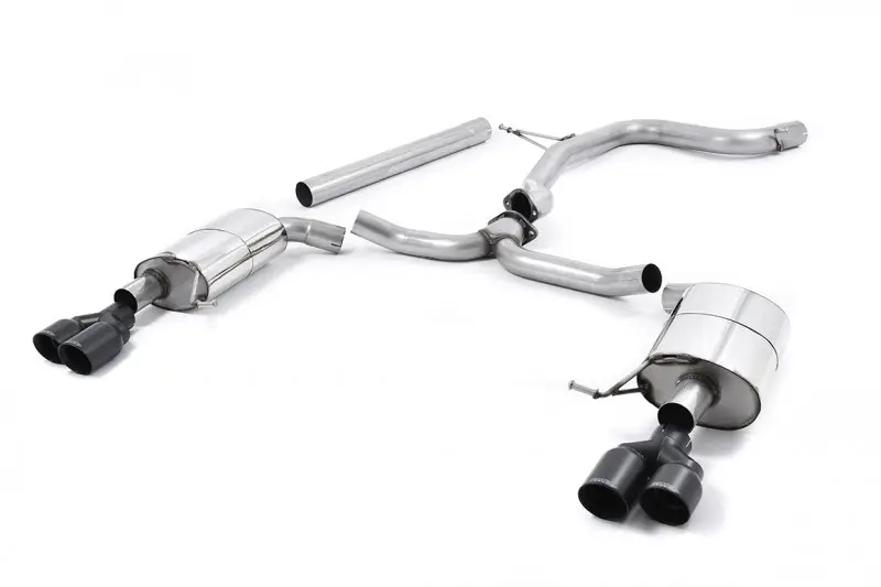 Milltek Sport výfukový systém cat-back bez rezonátoru (hlasitější) pro Seat Leon ST Cupra 280/290 2.0 TSI (280/290PS - bez OPF/GPF) 2015-2019, dvojité, kulaté, černé koncovky Jen Po Omezenou Doba