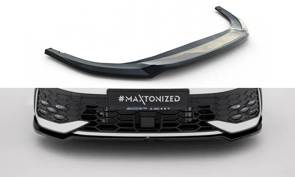 Maxton Design spoiler pod přední nárazník ver.3 pro Volkswagen Golf GTI Mk8 Facelift, černý lesklý plast ABS Ověřený