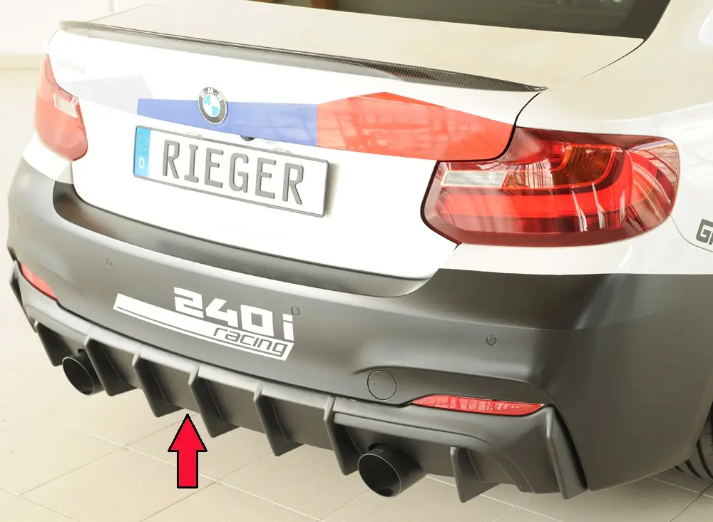 Rieger vložka zadního nárazníku pro BMW řada 2 F23 kabriolet, plast ABS bez povrchové úpravy, pro originální koncovku výfuku vlevo a vpravo Ověřený