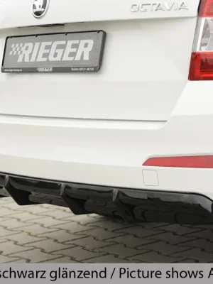 Cenová Bomba Rieger vložka zadního nárazníku pro Škoda Octavia 5E combi, sedan vč. faceliftu, ABS plast Carbon-Look, pro vozy bez parkovacího asistenta PDC