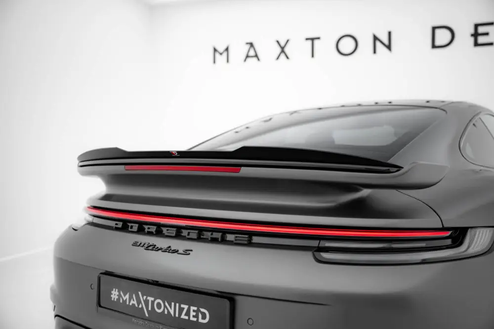 Maxton Design prodloužení spoileru pro Porsche 911 992 Turbo S, černý lesklý plast ABS, Sport Package Nejlepší Cena