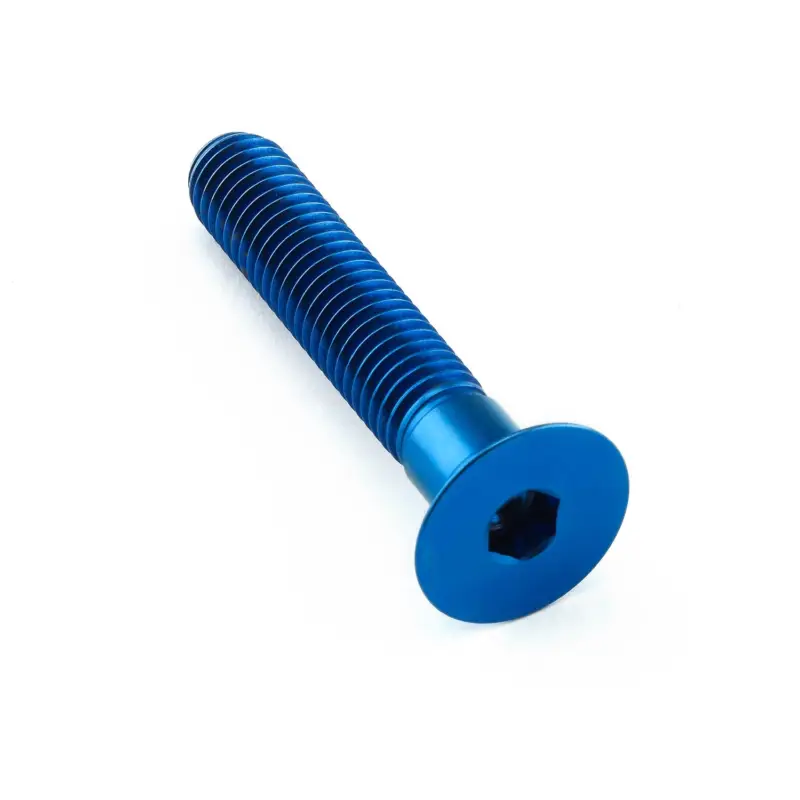Cenově Výhodný Pro-Bolt titanový inbusový šroub se zápustnou hlavou se závitem M8 x 1,25 mm a délkou závitu 40,05 mm, barva modrá