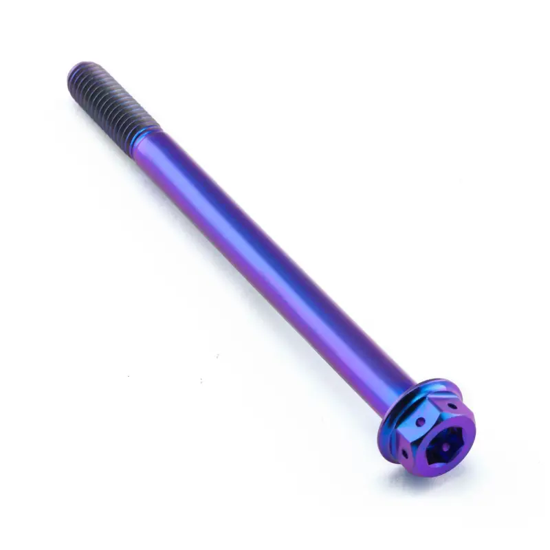 Oblíbený Pro-Bolt titanový šroub s DualDrive hlavou (šestihran + inbus) se závitem M6 x 1,00 mm a délkou 80 mm, barva opálená fialová