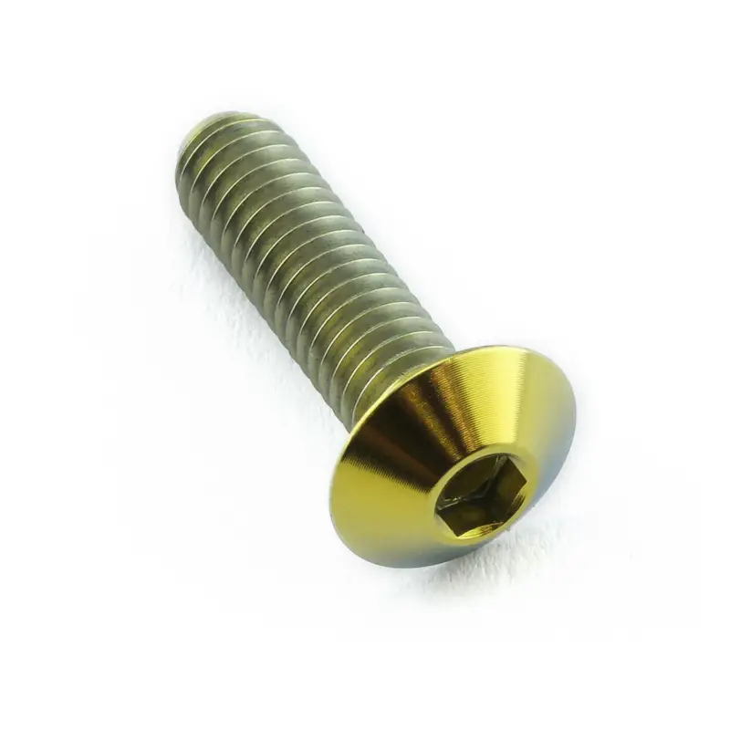 Pro-Bolt titanový inbusový šroub s vypouklou hlavou se závitem M4 x 0,70 mm a délkou 15 mm, barva zlatá Ověřený