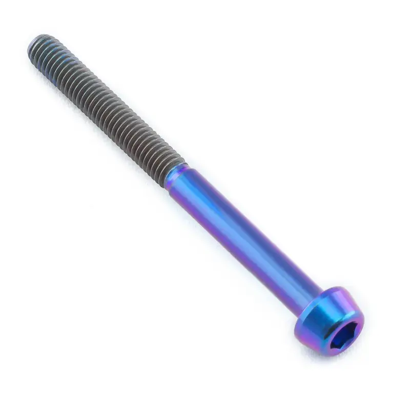 Novinka Pro-Bolt titanový inbusový šroub s kónusovou hlavou se závitem M3 x 0,50 mm a délkou 35 mm, barva opálená fialová