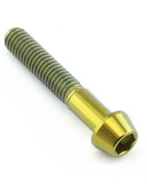 Značkový Pro-Bolt titanový inbusový šroub s kónusovou hlavou se závitem M6 x 1,00 mm a délkou 35 mm, barva zlatá