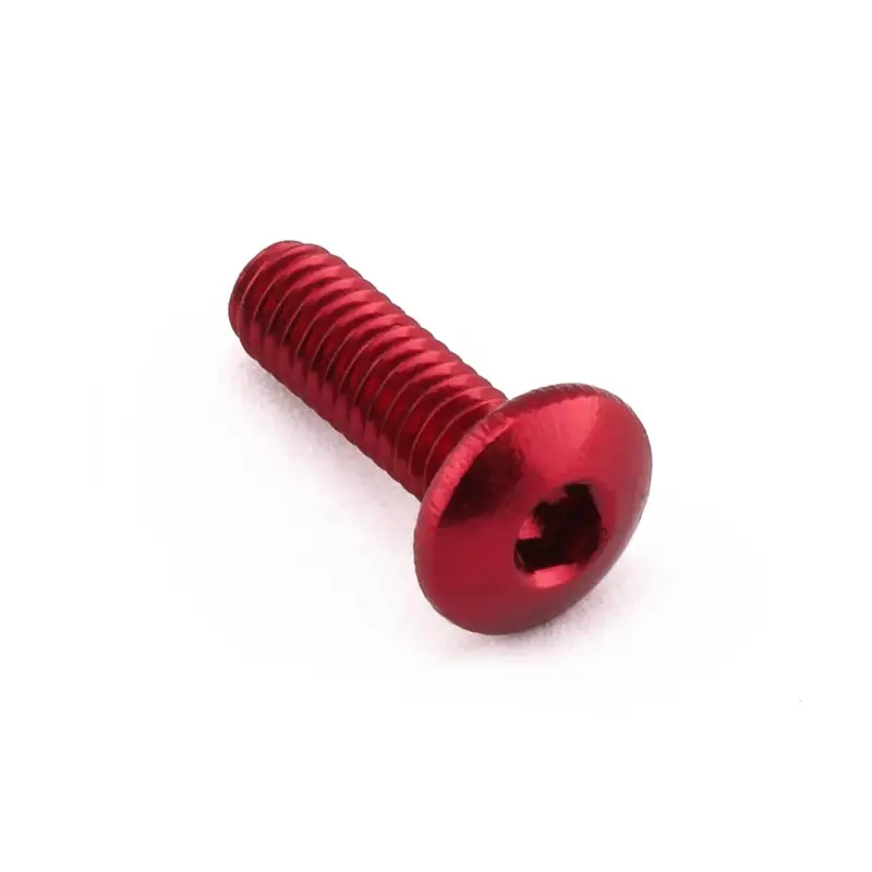 Pro-Bolt hliníkový inbusový šroub s vypouklou hlavou o průměru 8 mm se závitem M4 x 0,70 mm a délkou závitu 12 mm, barva červená Finální Výprodej