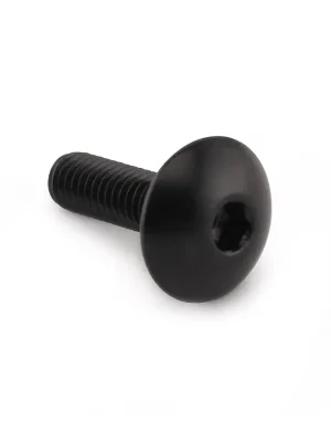 Časově Omezené Pro-Bolt hliníkový inbusový šroub s vypouklou hlavou o průměru 16 mm se závitem M6 x 1,00 mm a délkou závitu 20 mm, barva černá