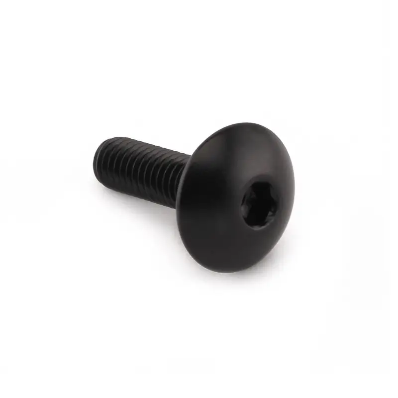 Časově Omezené Pro-Bolt hliníkový inbusový šroub s vypouklou hlavou o průměru 16 mm se závitem M6 x 1,00 mm a délkou závitu 20 mm, barva černá