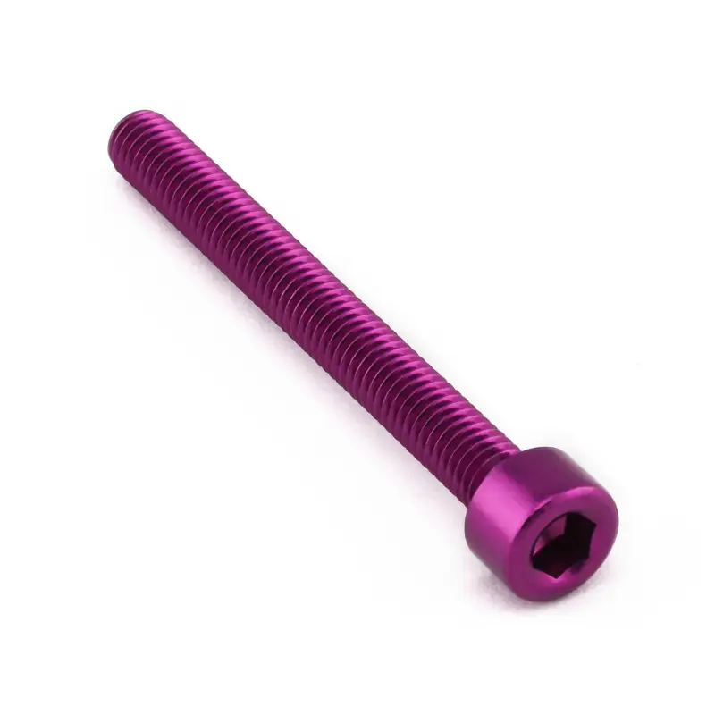 Pro-Bolt hliníkový inbusový šroub s válcovou hlavou se závitem M5 x 0,80 mm a délkou závitu 45 mm, barva fialová Speciální Cena