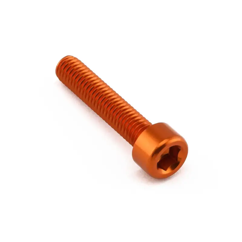 Pro-Bolt hliníkový inbusový šroub s válcovou hlavou se závitem M6 x 1,00 mm a délkou závitu 30 mm, barva oranžová Cenově Výhodný