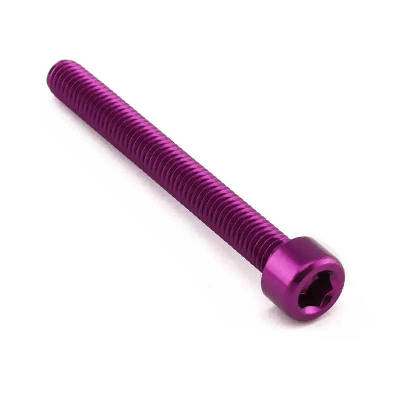 Pro-Bolt hliníkový inbusový šroub s válcovou hlavou se závitem M6 x 1,00 mm a délkou závitu 55 mm, barva fialová Zlevněný
