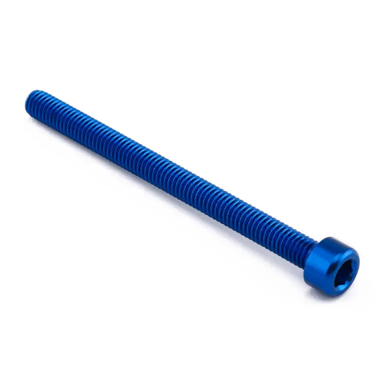 Rychlé Dodání Pro-Bolt hliníkový inbusový šroub s válcovou hlavou se závitem M6 x 1,00 mm a délkou závitu 75 mm, barva modrá