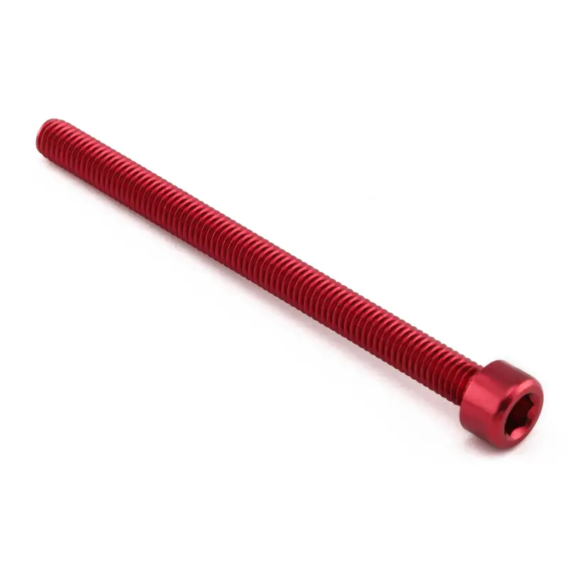 Akční Cena Pro-Bolt hliníkový inbusový šroub s válcovou hlavou se závitem M6 x 1,00 mm a délkou závitu 80 mm, barva červená