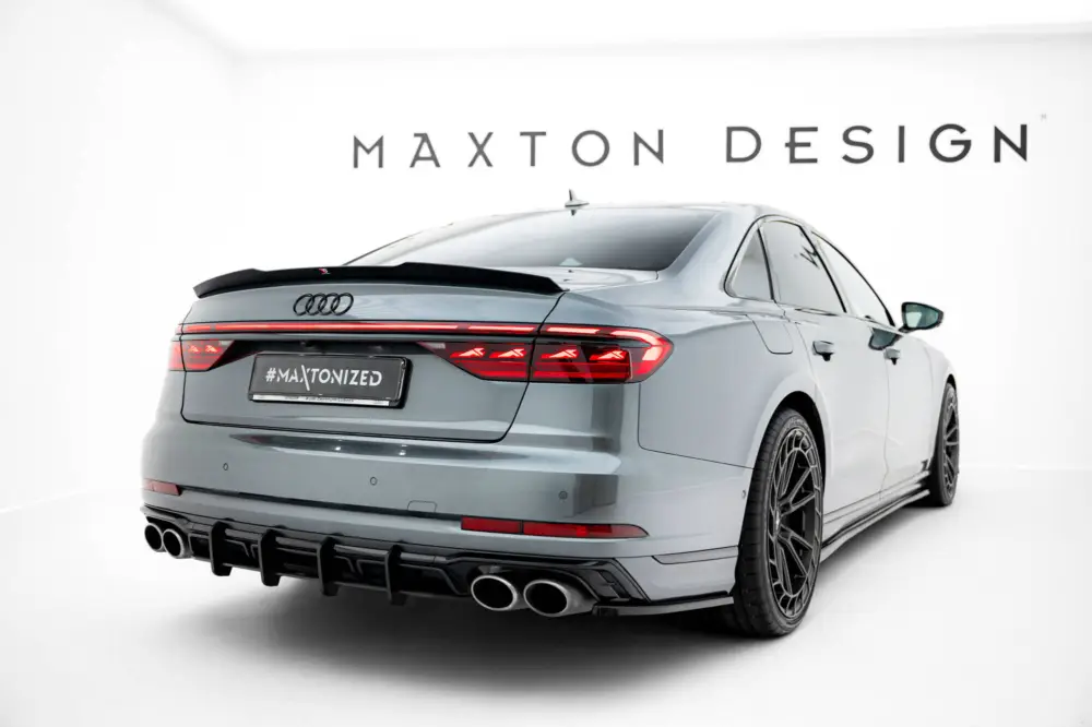 Maxton Design "Street Pro" difuzor zadního nárazníku pro Audi S8 D5 Facelift, plast ABS bez povrchové úpravy, s černou a červenou linkou Ověřený