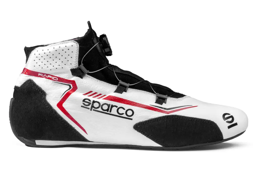 Tovární Cena Závodní boty Sparco RAPID s otočným mechanismem zapínání, s homologací FIA, barva bílo-červená, velikost 37