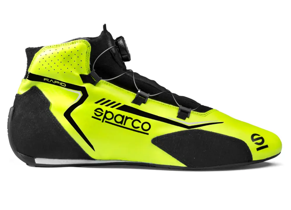 Závodní boty Sparco RAPID s otočným mechanismem zapínání, s homologací FIA, barva žluto-černá, velikost 37 Autentický