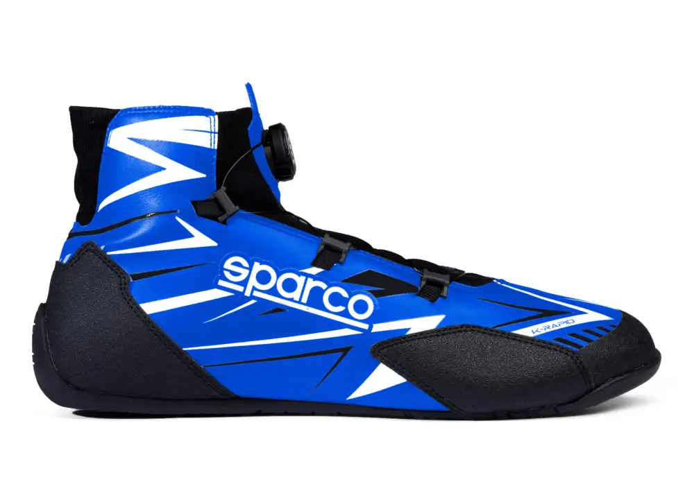 Hit Sezóny Kartingové boty Sparco K-RAPID s otočným mechanismem zapínání, s homologací FIA, barva modro-bílá, velikost 48