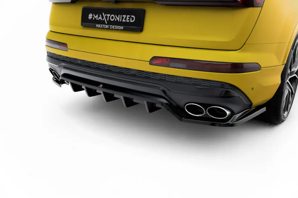 Přímo Od Výrobce Maxton Design spoiler pod zadní nárazník s žebrováním pro Audi SQ7 Mk2 Facelift, černý lesklý plast ABS