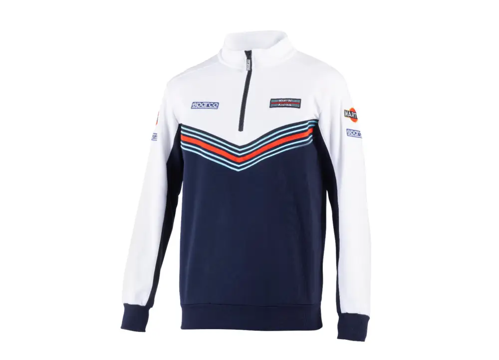 Výhodná Nabídka Sparco mikina s polovičním zipem, edice Martini Racing, barva modro-bílá, velikost XS