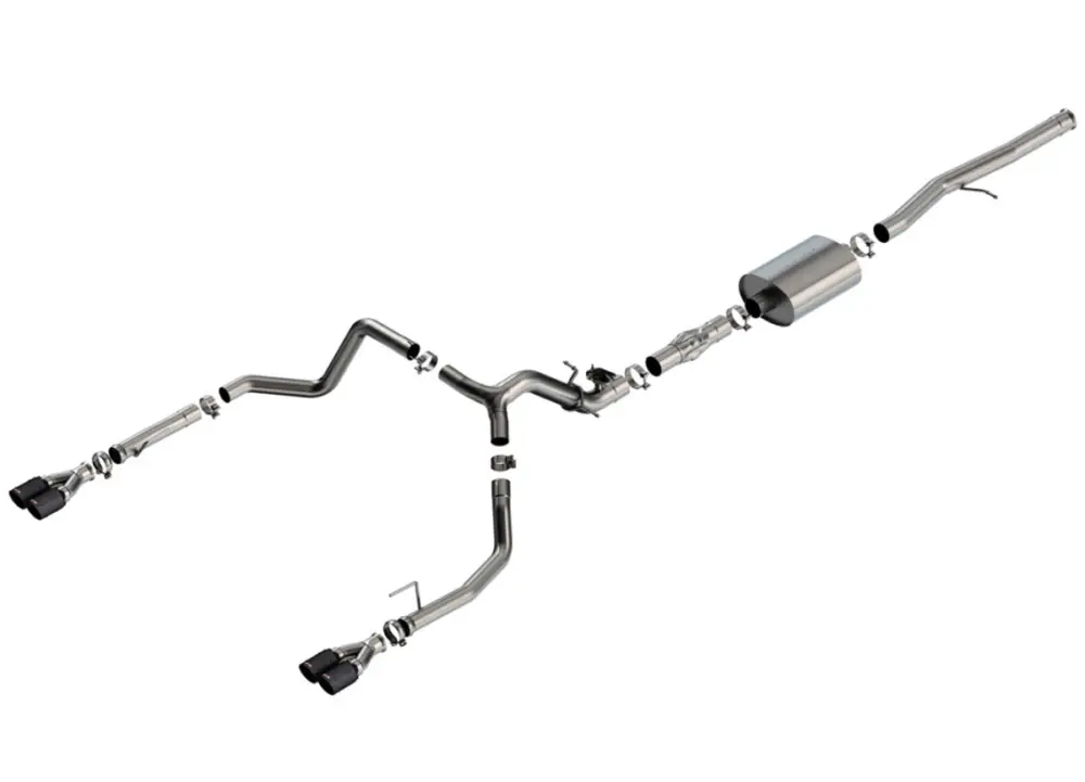 Značkový Borla Cat-Back výfukový systém "ATAK" pro GMC Sierra 1500 6.2L V8, automat, 2WD/4WD, EC s STB (6'7'') 147,4'' WB/ CC s SB (5'10'') 147,4'' WB, r.v. 2024, typ koncovek karbonové