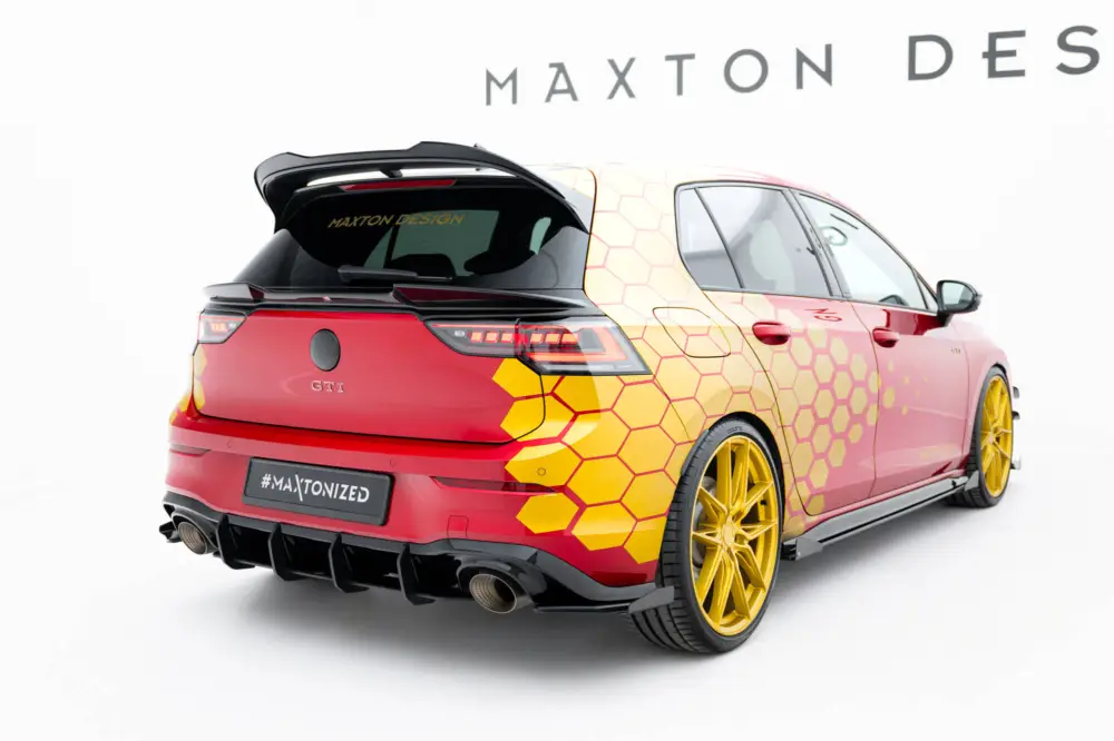 Maxton Design "Street Pro" difuzor zadního nárazníku v.2 pro Volkswagen Golf GTI Mk8 Facelift, plast ABS bez povrchové úpravy, Clubsport, s červenou linkou Jen Po Omezenou Doba