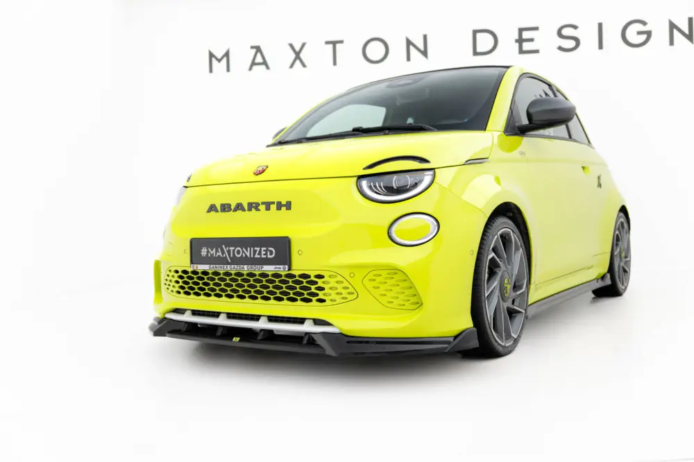 Maxton Design spoiler pod přední nárazník pro Abarth 500E, černý lesklý plast ABS Omezená Nabídka