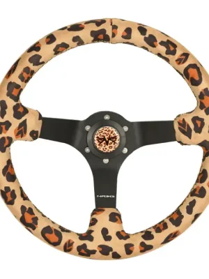 NRG Innovations sportovní semišový volant Savage v leopardím vzoru, barva hnědá Nová Kolekce