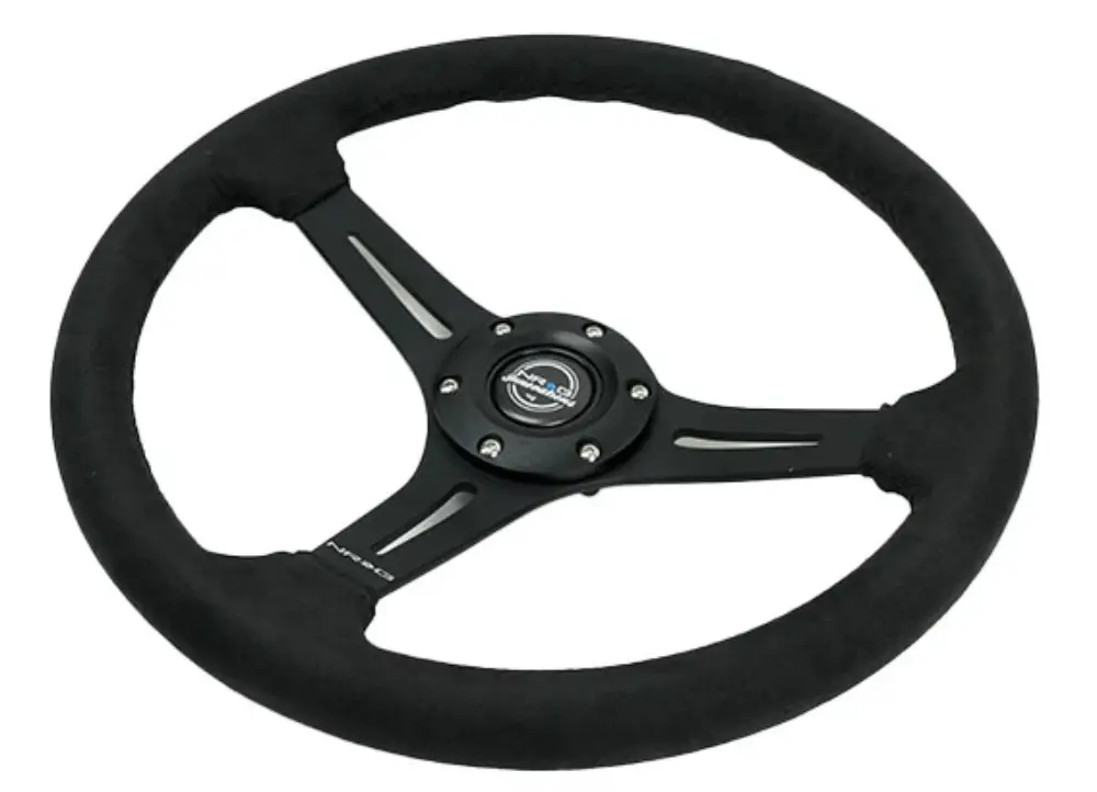NRG Innovations sportovní volant Dish 350mm, se štěrbinami, semiš Jen Po Omezenou Doba