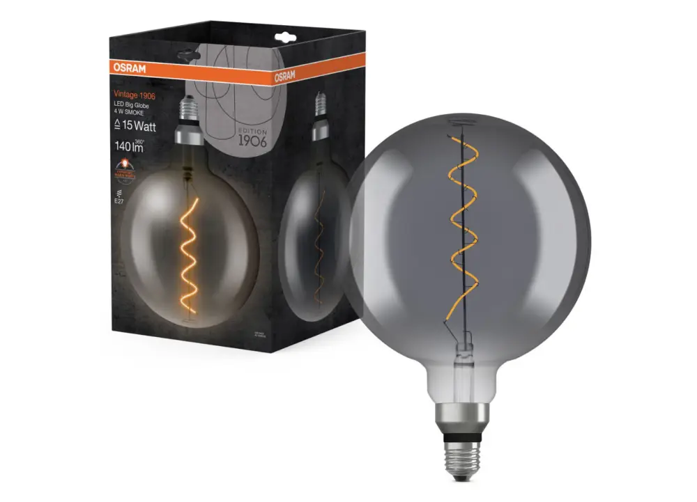 Ledvance černá kulatá LED žárovka E27 4 W VINTAGE, teplá bílá Super Cena