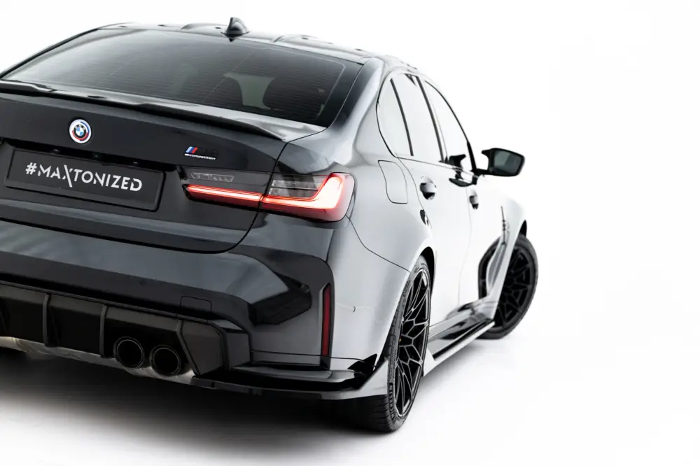 Originální Maxton Design boční difuzory pod zadní nárazník v.5 pro BMW M3 G80, černý lesklý plast ABS