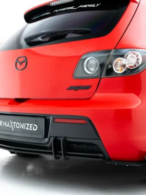 Cenový Hit Maxton Design "Street Pro" boční difuzory pod zadní nárazník s křidélky pro Mazda 3 Mk1 MPS, plast ABS bez povrchové úpravy, EU verze