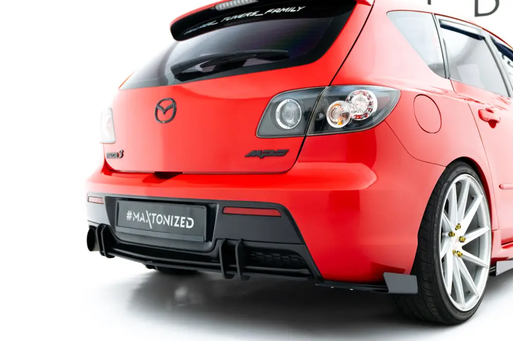 Cenový Hit Maxton Design "Street Pro" boční difuzory pod zadní nárazník s křidélky pro Mazda 3 Mk1 MPS, plast ABS bez povrchové úpravy, EU verze