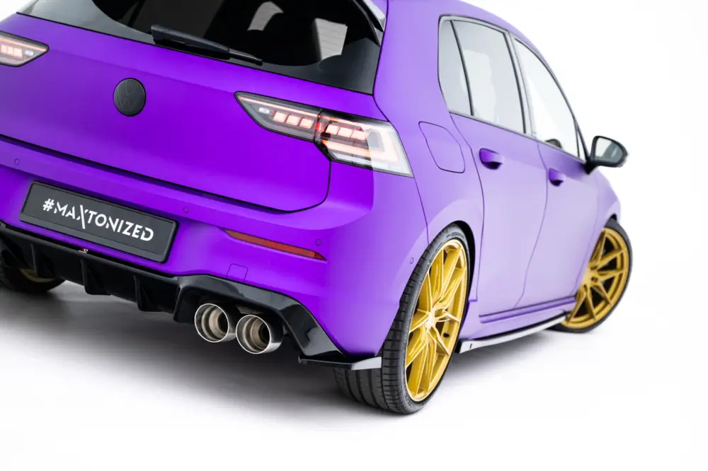 Ihned K Objednání Maxton Design boční difuzory pod zadní nárazník v.6 pro Volkswagen Golf R Mk8 Facelift, černý lesklý plast ABS