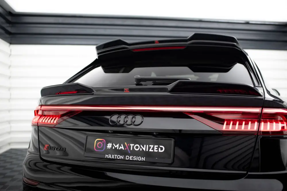 Tovární Cena Maxton Design spodní prodloužení spoileru 3d pro Audi RSQ8 Mk1 Facelift, černý lesklý plast ABS