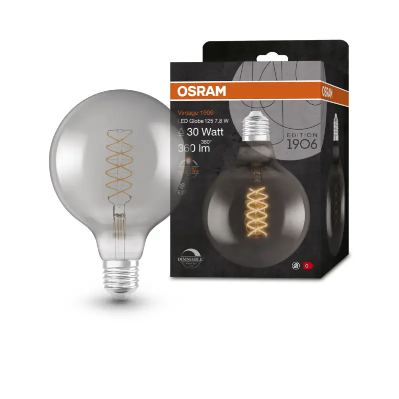 Finální Výprodej Ledvance stmívatelná LED kouřová žárovka 7,8 W VINTAGE, teplá bílá