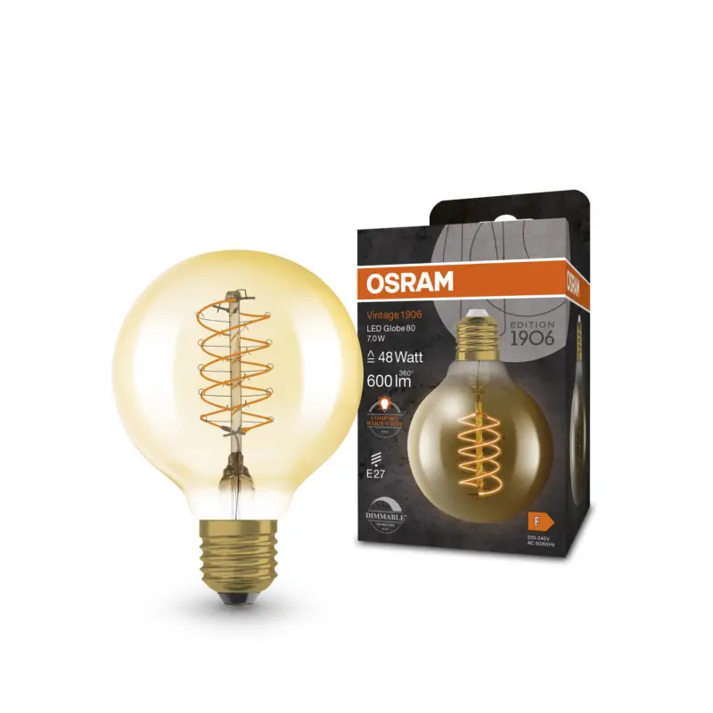 Akční Cena Ledvance stmívatelná LED žárovka E27 7 W VINTAGE GLOBE, teplá bílá
