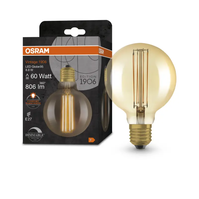 Odeslání Ihned Ledvance zlatá vintage LED žárovka E27 8,8 W GLOBE, teplá bílá
