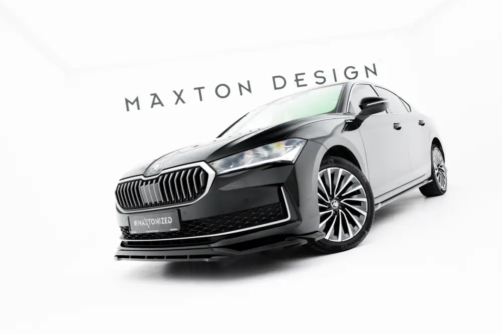 Levný Maxton Design spoiler pod přední nárazník ver.1 pro Škoda Superb Mk4, černý lesklý plast ABS
