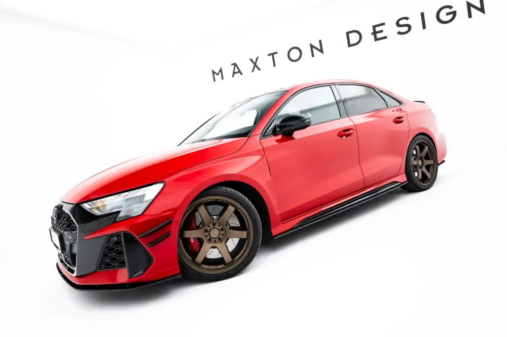 Maxton Design "Street Pro" difuzory pod boční prahy pro Audi RS3 8Y Facelift, plast ABS bez povrchové úpravy, Sedan, s červenou linkou Nejprodávanější